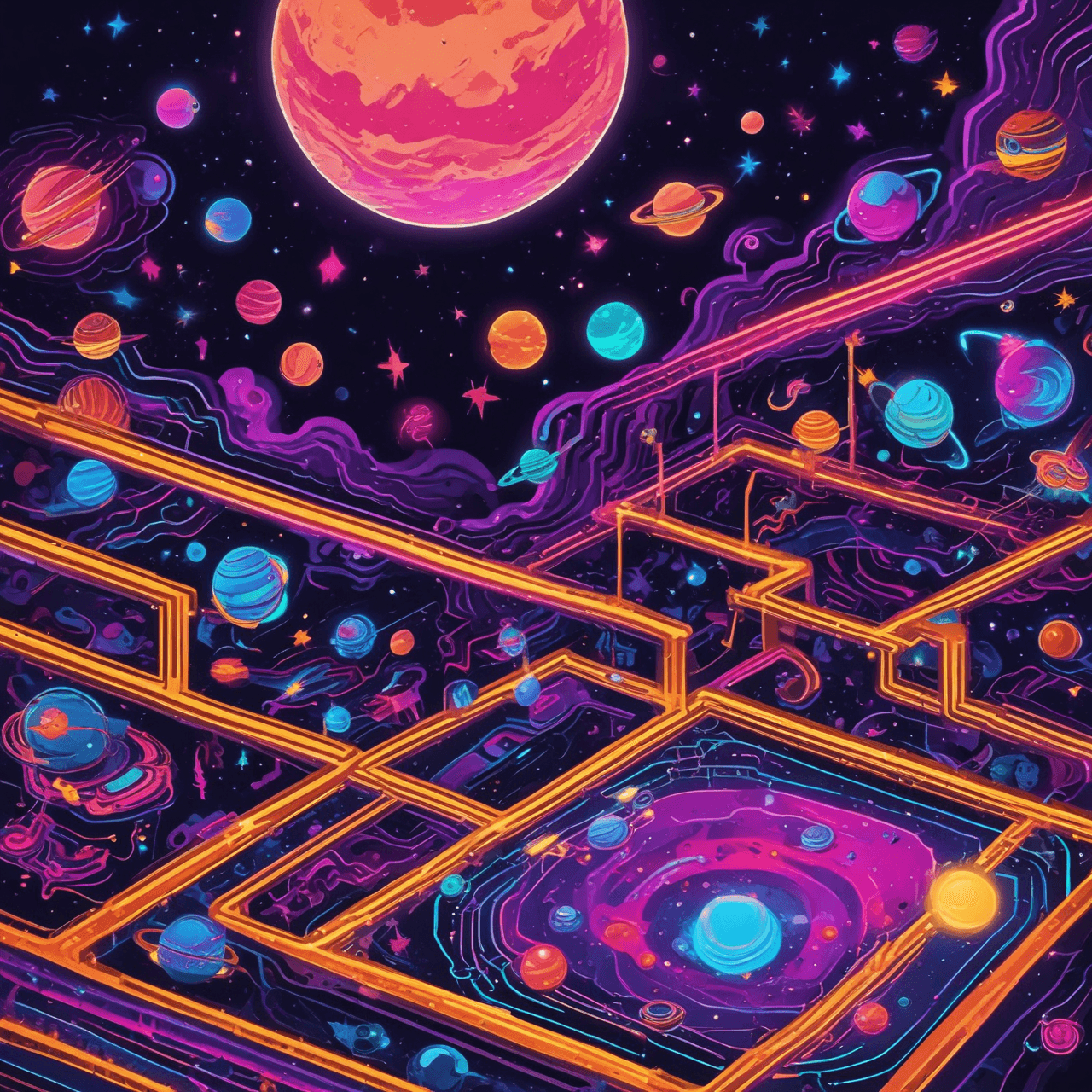 Neon Space Multiplication game banner