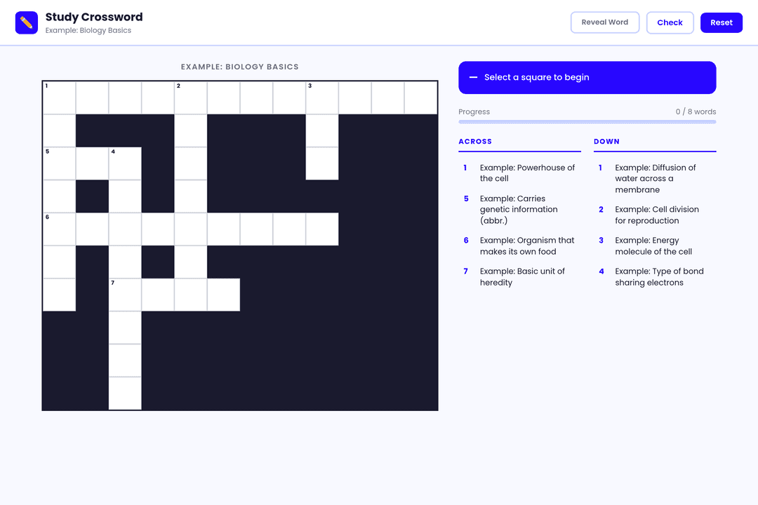 Study Crossword