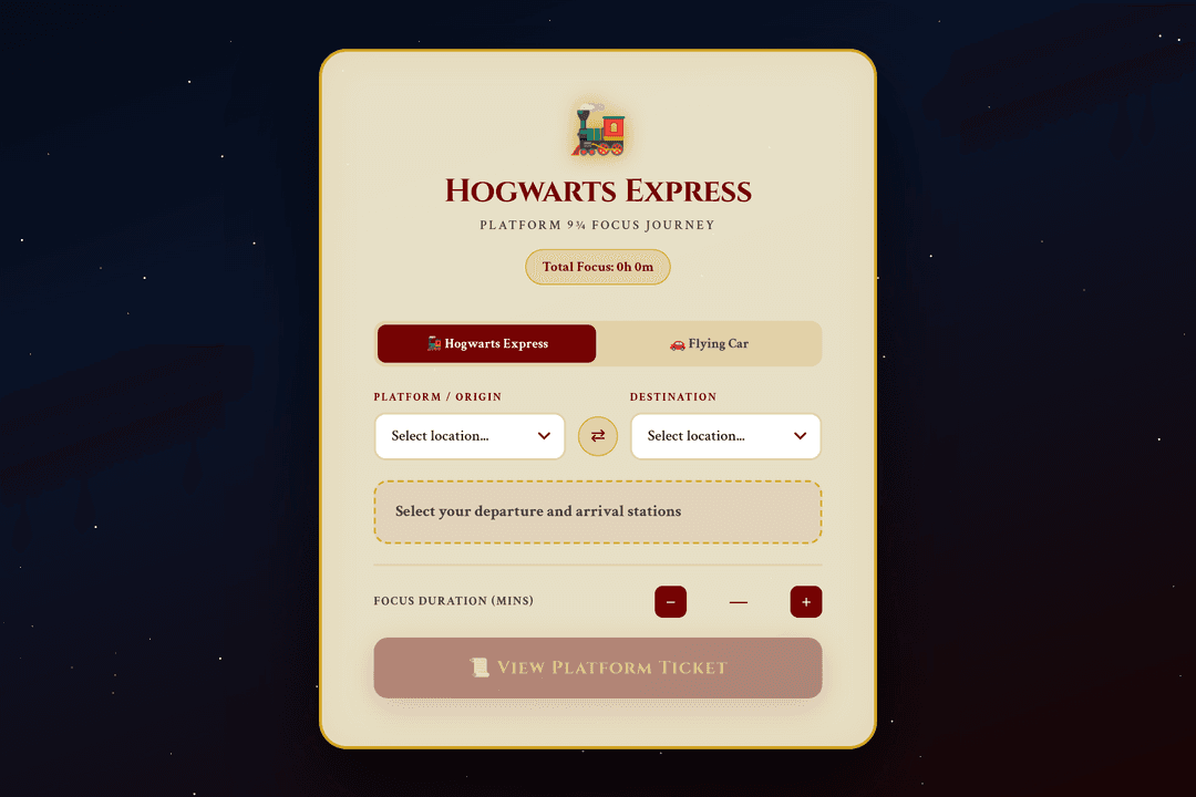 Hogwarts Express Travel Timer (Harry Potter Destinations)