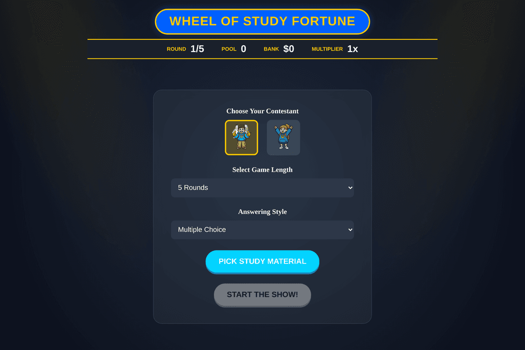 Study wheel of fortune