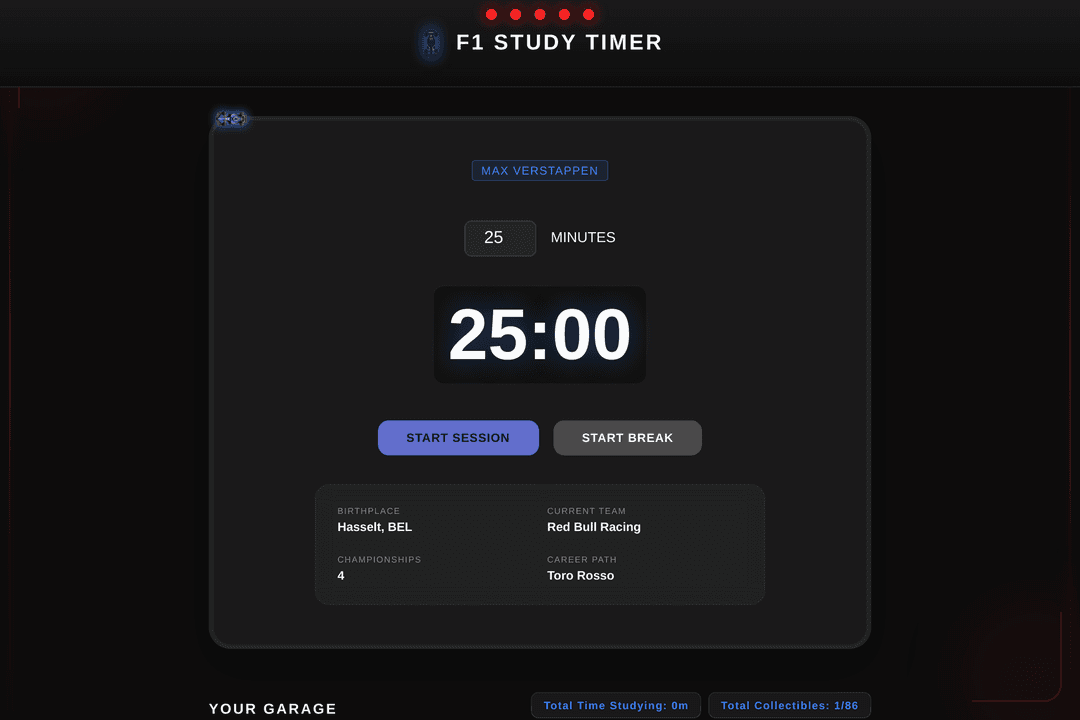 F1 study timer & collecting