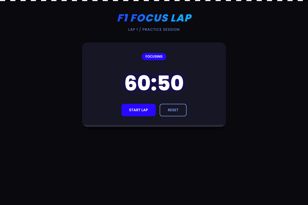 Formula 1 focus timer template
